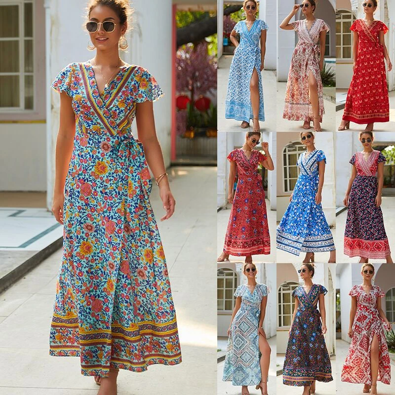 Fashion Long Dress Elegant Women's Dress 2021 Casual Holiday Print Dresses for Women V Neck Short Sleeve Summer A Line Dress
Fashion Long Dress Elegant Women's Dress 2021 Casual Holiday Print Dresses for Women V Neck Short Sleeve Summer A Line Dress