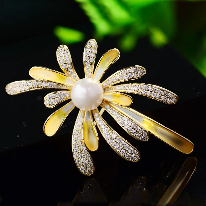 Enamel Flower Brooches Pin for Women Design Luxury Bouttoniere Accessories Cubic Zirconia Sweet Temperament Corsage Jewelry
Enamel Flower Brooches Pin for Women Design Luxury Bouttoniere Accessories Cubic Zirconia Sweet Temperament Corsage Jewelry