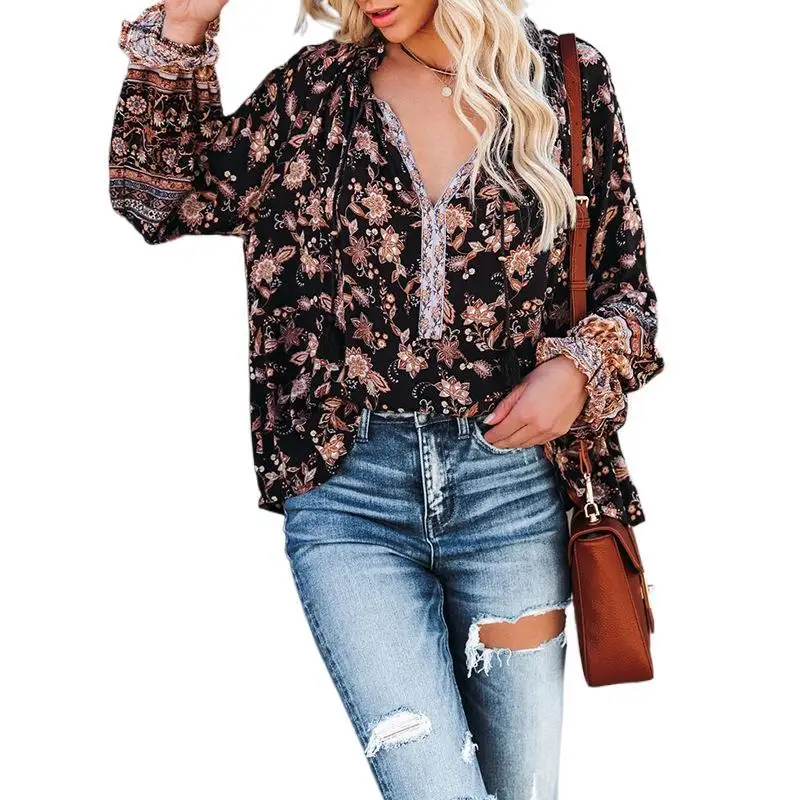 Spring and Summer 2021 New Popular Print V-neck Lantern Long Sleeve Casual Loose Shirt Women Blouse
Spring and Summer 2021 New Popular Print V-neck Lantern Long Sleeve Casual Loose Shirt Women Blouse