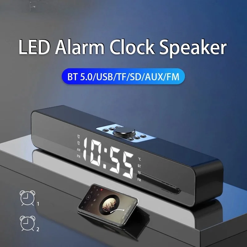 LED TV Sound Bar Alarm Clock AUX USB Wired Wireless Bluetooth Speaker Home Theater Surround SoundBar for PC TV Computer Speakers
LED TV Sound Bar Alarm Clock AUX USB Wired Wireless Bluetooth Speaker Home Theater Surround SoundBar for PC TV Computer Speakers