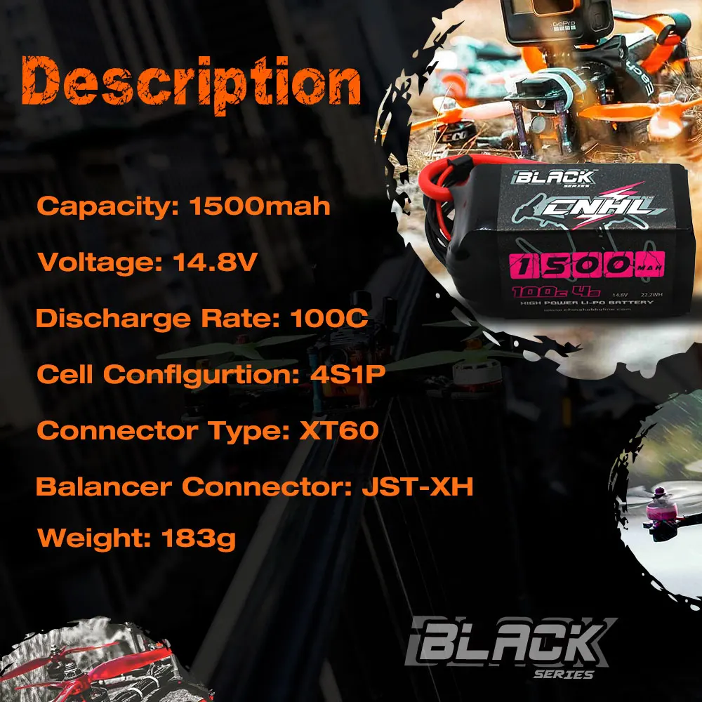 2 единицы CNHL 14 8 V Lipo Батарея 4S 100C 1500 мА/ч Lipos пакет черная серия с XT60 штепсельная