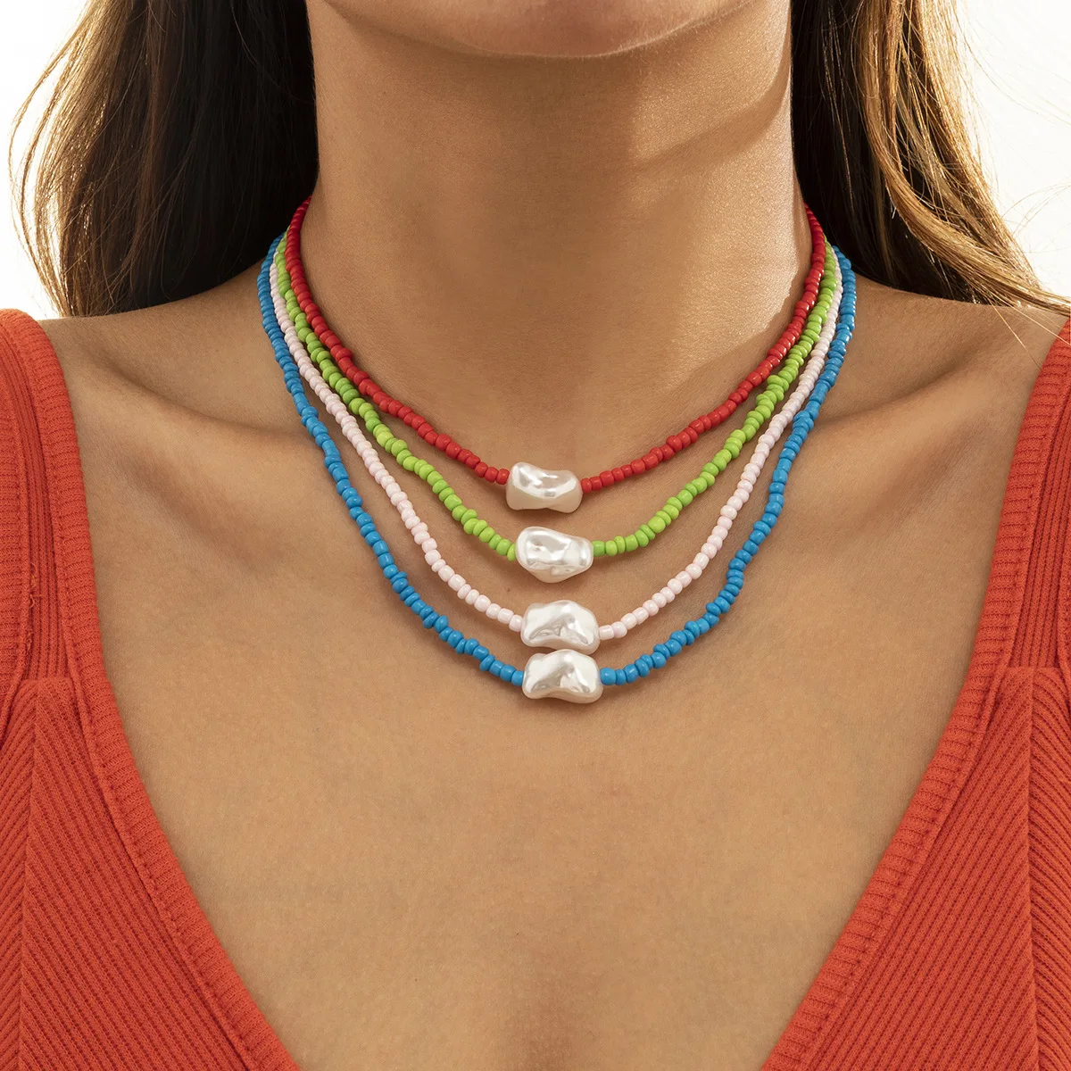 Vintage necklace for female with baroque shaped imitation pearl braided necklace simple color rice bead clavicle chain
Vintage necklace for female with baroque shaped imitation pearl braided necklace simple color rice bead clavicle chain