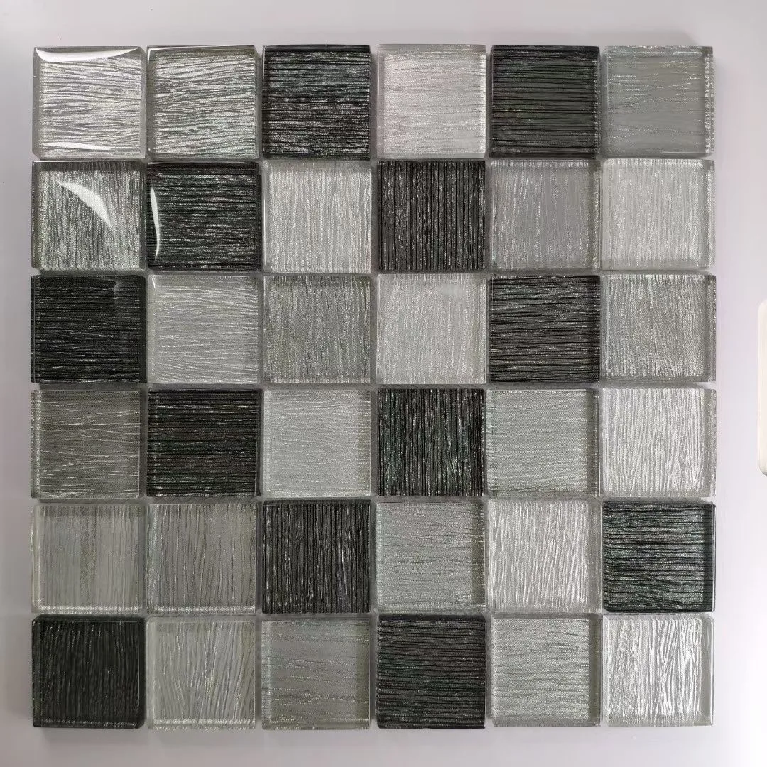 

Мозаика из серебристого, серого и черного хрустального стекла для кухни, ванной комнаты, настенная плитка для бассейна YUEXIN07