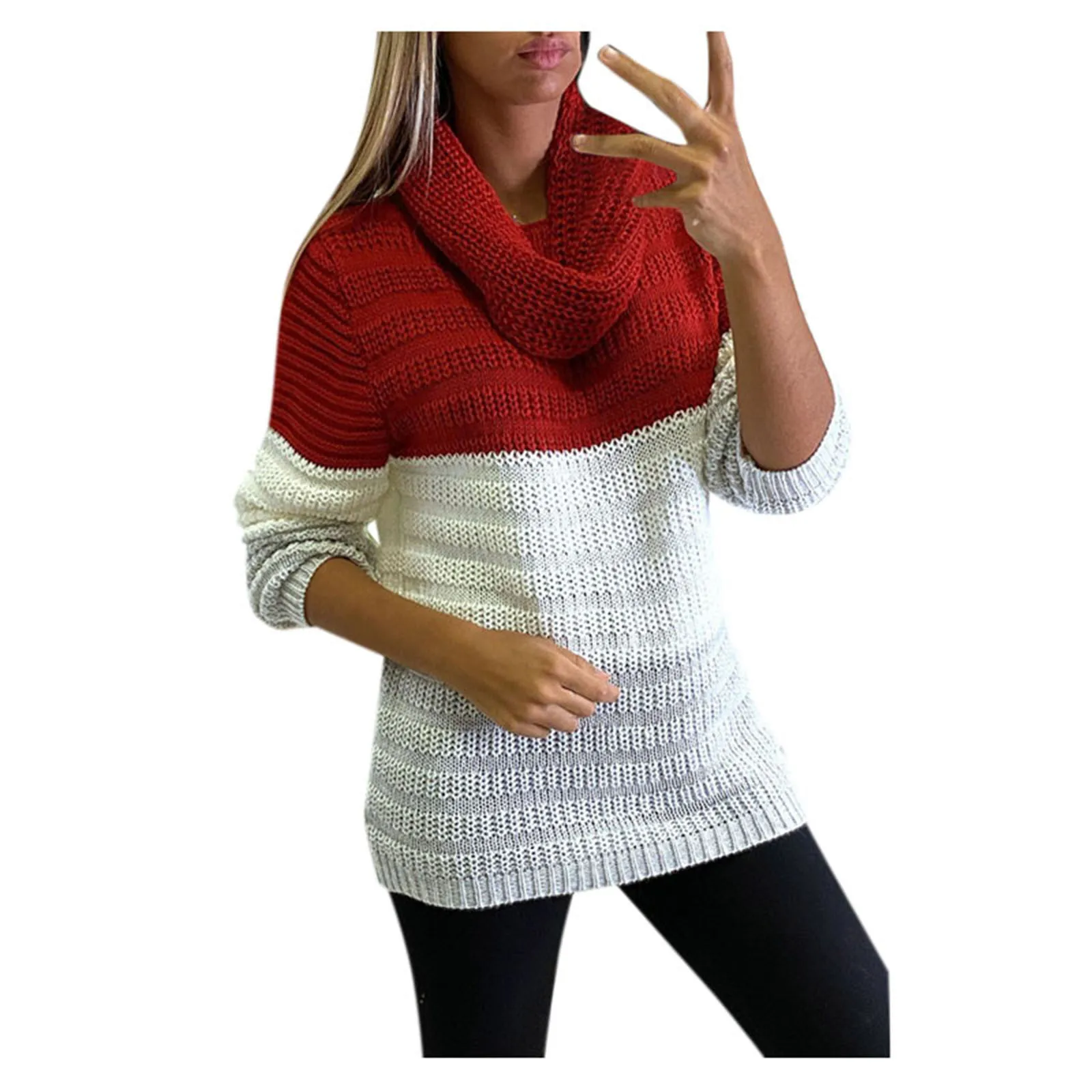 Womens Color Block Sweaters Casual O-neck Long Sleeve Soft Knitted Sweater Pullover Tunic 
Womens Color Block Sweaters Casual O-neck Long Sleeve Soft Knitted Sweater Pullover Tunic