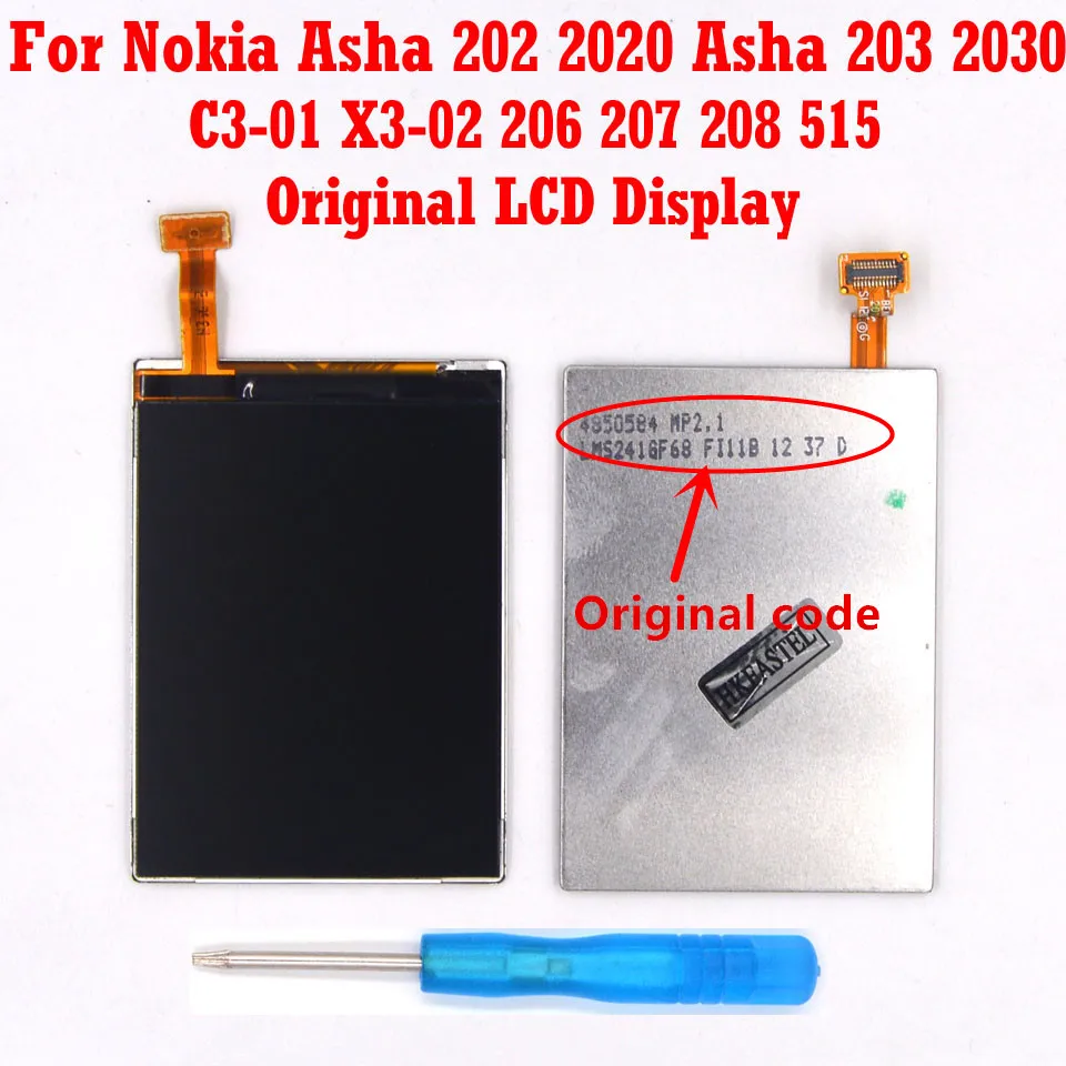 Оригинальный ЖК экран с цифровым преобразователем для Nokia Asha 202 203 206 207 208 300 X3 02 301
