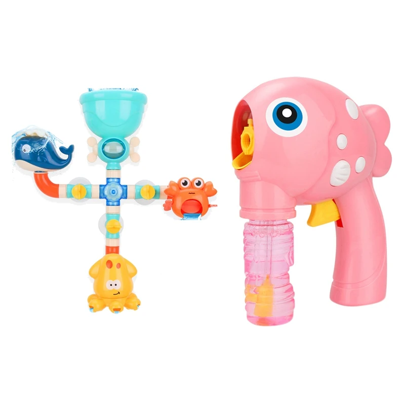 Baby Bath Toys DIY Water Pipes Toys With Automatic Bubble Machine Toy Cartoon Fish Soap Blowing Bubbles Pink
Baby Bath Toys DIY Water Pipes Toys With Automatic Bubble Machine Toy Cartoon Fish Soap Blowing Bubbles Pink