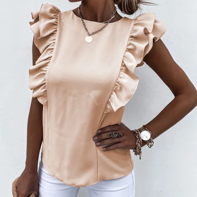 Elegant Solid Sleeveless Women Ruffle Blouse 2021 Summer New Fashion Sexy Tie-up Backless Tops Shirts Ladies Casual Simple Blusa
Elegant Solid Sleeveless Women Ruffle Blouse 2021 Summer New Fashion Sexy Tie-up Backless Tops Shirts Ladies Casual Simple Blusa