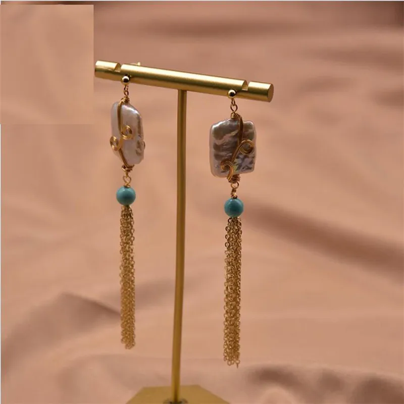 Новые длинные висячие серьги с натуральным барочным жемчугом, простые модные корейские жемчужные висячие серьги с кисточками, Женские Ювел... 
Новые длинные висячие серьги с натуральным барочным жемчугом, простые модные корейские жемчужные висячие серьги с кисточками, Женские Ювел...