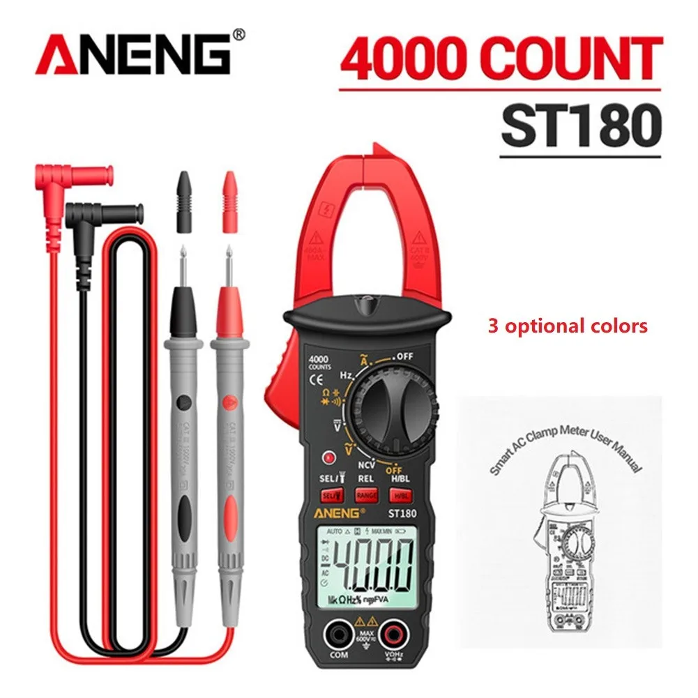 ST180 4000 Digital Clamp Multimeter Meter 4000 Counts Professional True RMS AC/DC Voltage Current Tester Hz Capacitance Ohm
ST180 4000 Digital Clamp Multimeter Meter 4000 Counts Professional True RMS AC/DC Voltage Current Tester Hz Capacitance Ohm