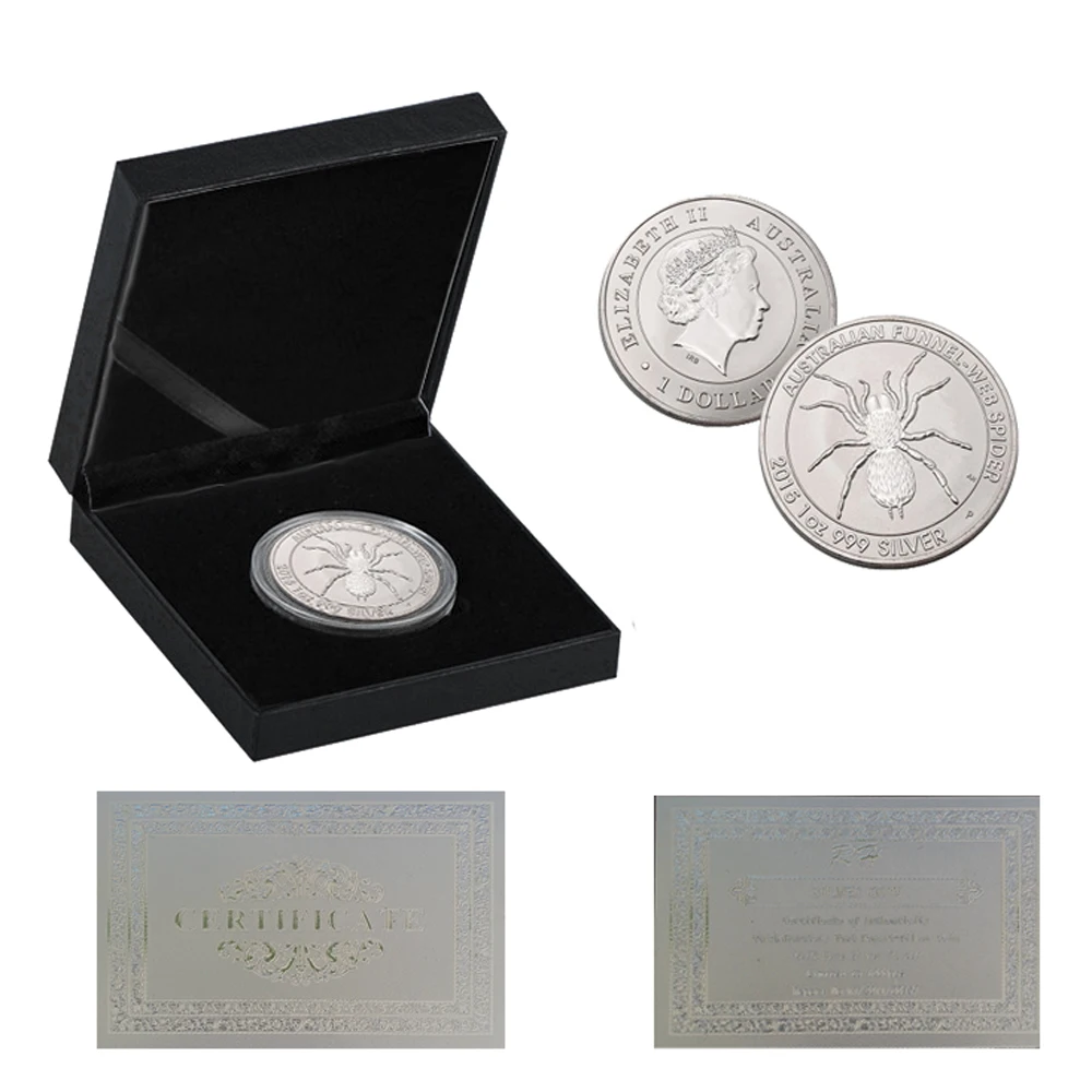 

2015 1OZ Australian Funnel-Web Spider Pattern Silver Coin Elizabeth II Creative Gift W/ Luxury Box