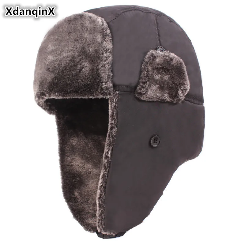 

XdanqinX Earmuffs Caps Men's Warm Bomber Hats Thicker Plus Velvet Women Winter Hat Dad Hat Windproof Thermal Ski Cap Couple Hat
