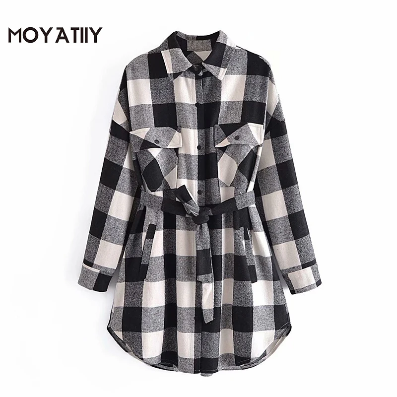MOYATIIY Women Fashion Autumn Shirts Coats Boyfriend Oversize Long Plaid Style Overcoats Office Lady Clothing with Lace Up
MOYATIIY Women Fashion Autumn Shirts Coats Boyfriend Oversize Long Plaid Style Overcoats Office Lady Clothing with Lace Up