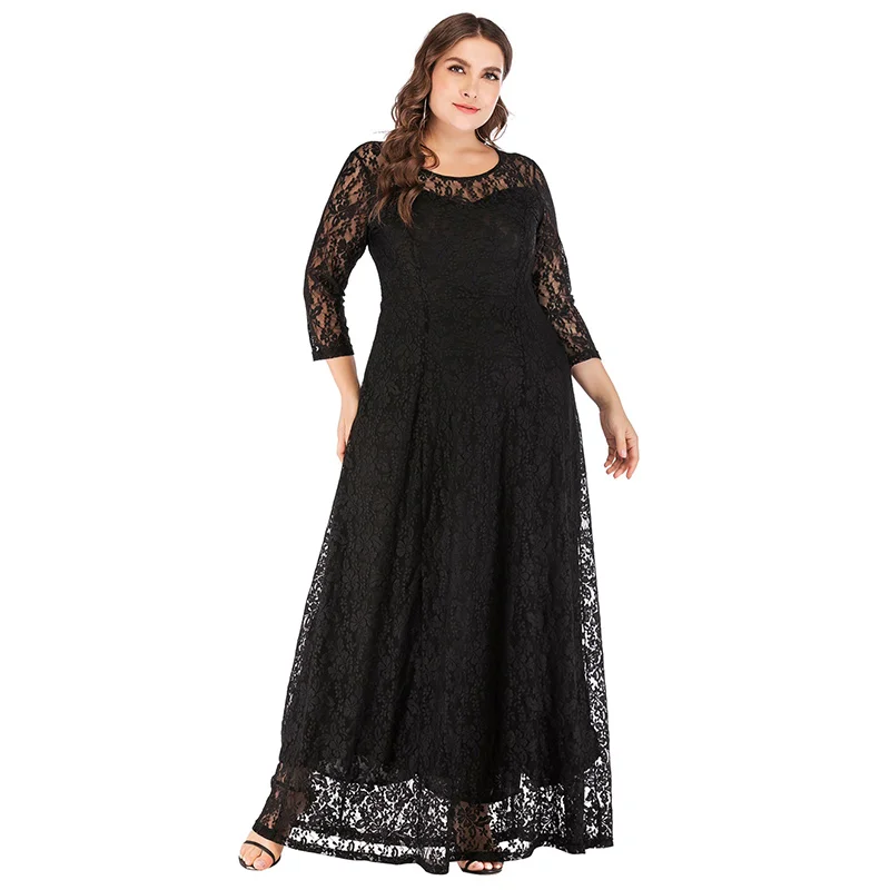 Siskakia Plus Size Lace Dress White Hollow Out See through Patchwork O Neck 3/4 Sleeve Maxi A Line Dresses 6XL Spring Autumn
Siskakia Plus Size Lace Dress White Hollow Out See through Patchwork O Neck 3/4 Sleeve Maxi A Line Dresses 6XL Spring Autumn
