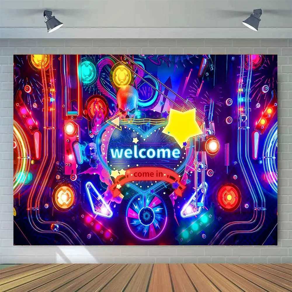 

Concert Backdrop Neon Gorgeous Stage Background Crazy Rock Disco Music Night Party Adult Photo Booth Shoot Vinyl Studio Props