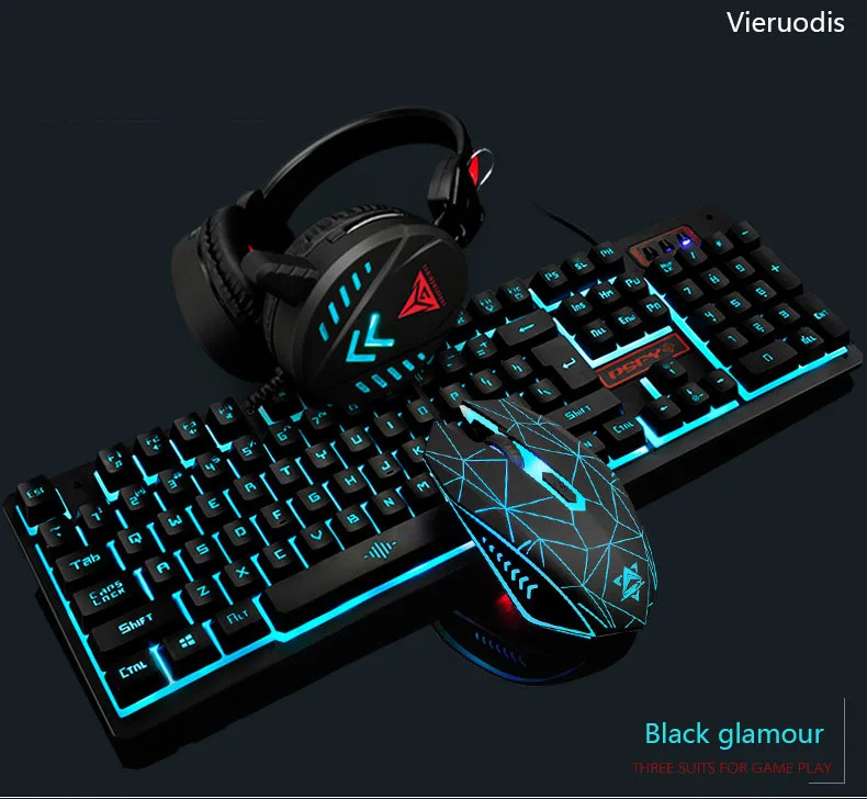 Mechanical Wired USB Keyboard And Mouse Headset Three-piece Suit Desktop Computer Notebook Gaming Peripherals E-sports | Компьютеры и