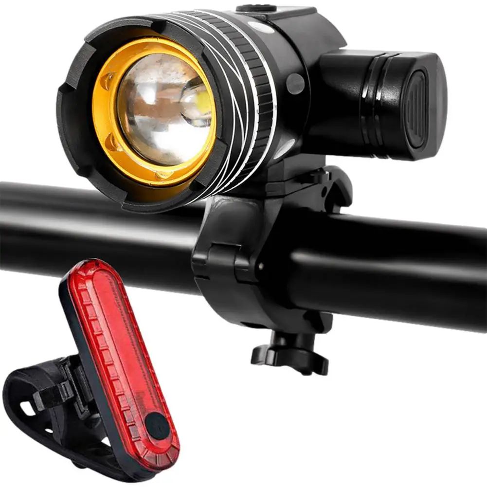 

Велосипедный передний фонарь и задний фонарь, зарядка через USB, комплект велосипедных фонарей, мощный 5 режимов освещения, светильник фонасв...