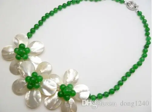 Fashion jewelry 3 white mother of pearl shell green flower beaded necklace
Fashion jewelry 3 white mother of pearl shell green flower beaded necklace