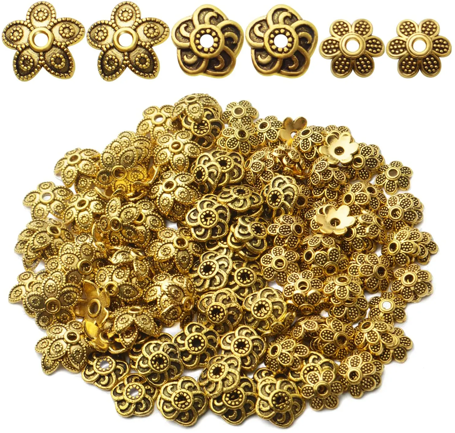200 шт., колпачки для бусин в виде золотых цветов
200 шт., колпачки для бусин в виде золотых цветов