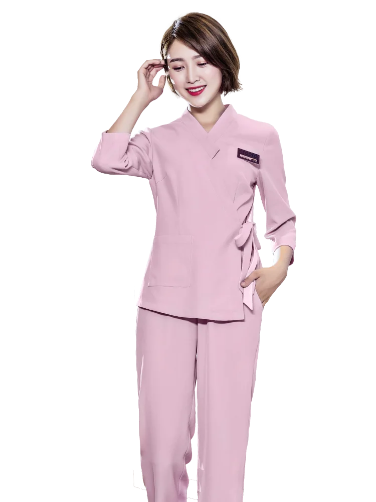 Cosmetologist's work clothes cardigan new style seven point sleeve health spa massage foot bath technician clothes
Cosmetologist's work clothes cardigan new style seven point sleeve health spa massage foot bath technician clothes