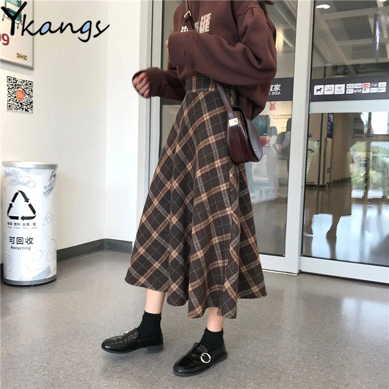 FAKUNTN Harajuku Autumn Winter Wool Women Midi Pleated skirt High Waist Plaid Female Saias Korean Ulzzang Streetwear Elegant
FAKUNTN Harajuku Autumn Winter Wool Women Midi Pleated skirt High Waist Plaid Female Saias Korean Ulzzang Streetwear Elegant