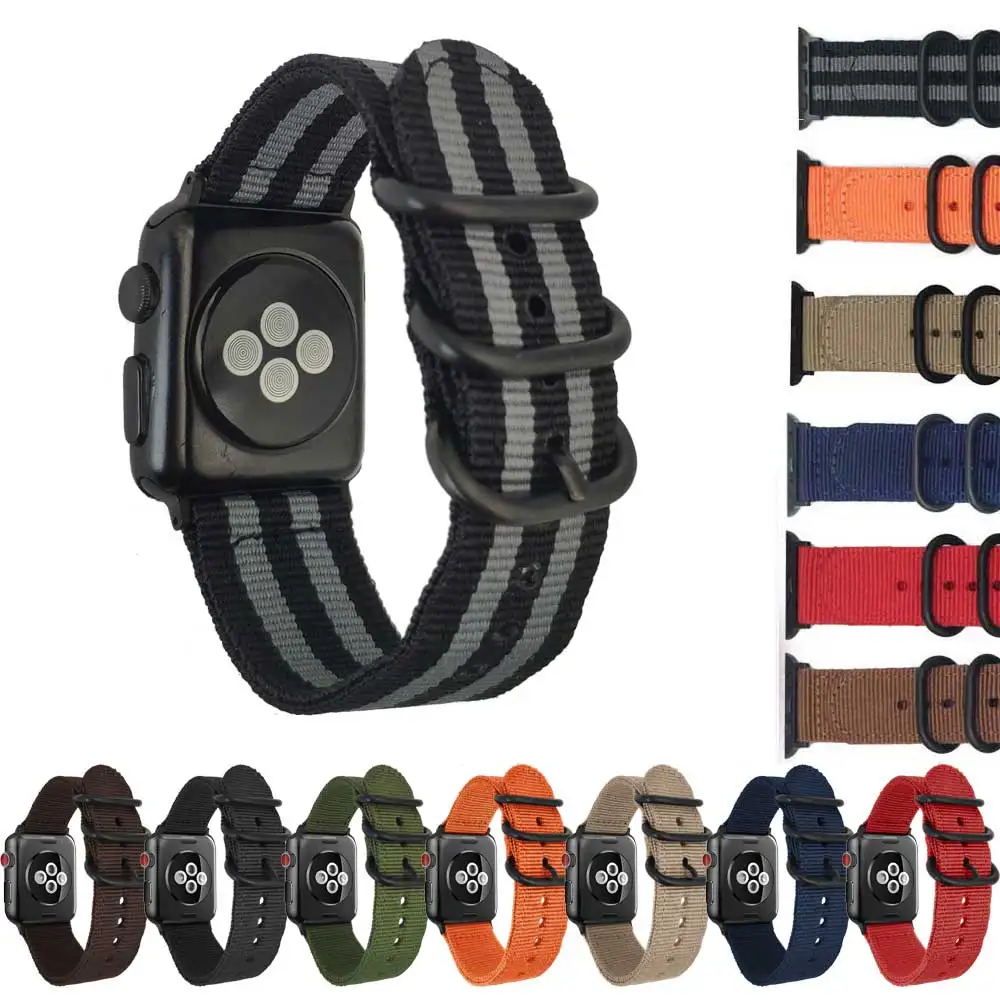 Ремешок НАТО для Apple Watch Series 7 6 Se 5 4 3 тканевый нейлоновый браслет IWatch 44 мм 40 38 42 45 41 |