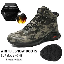 Winter Boots Men Warm Plush Non-slip Snow Boots Mens High Quality Outdoor Waterproof Camouflage Trekking Hiking Shoes Mountain