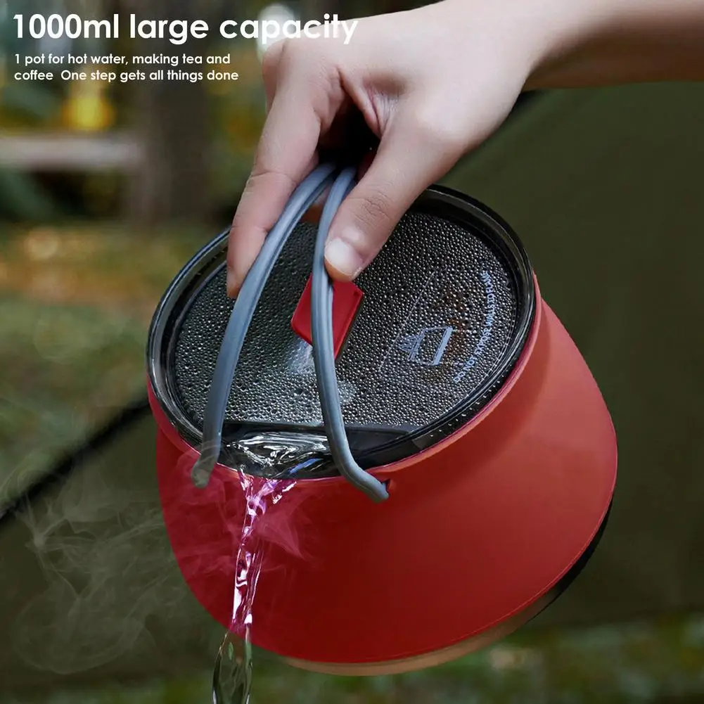 

Уличный силиконовый чайник, портативный складной чайник для воды, нижняя часть из нержавеющей стали, складной чайник для воды, посуда, прина...