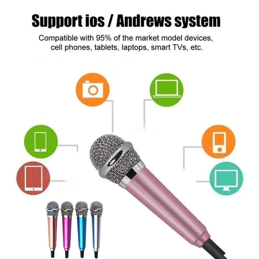 Mobile Phone Microphone 3.5mm Jack Plug Portable Karaoke Professional Wired Player Speaker Record Music | Электроника