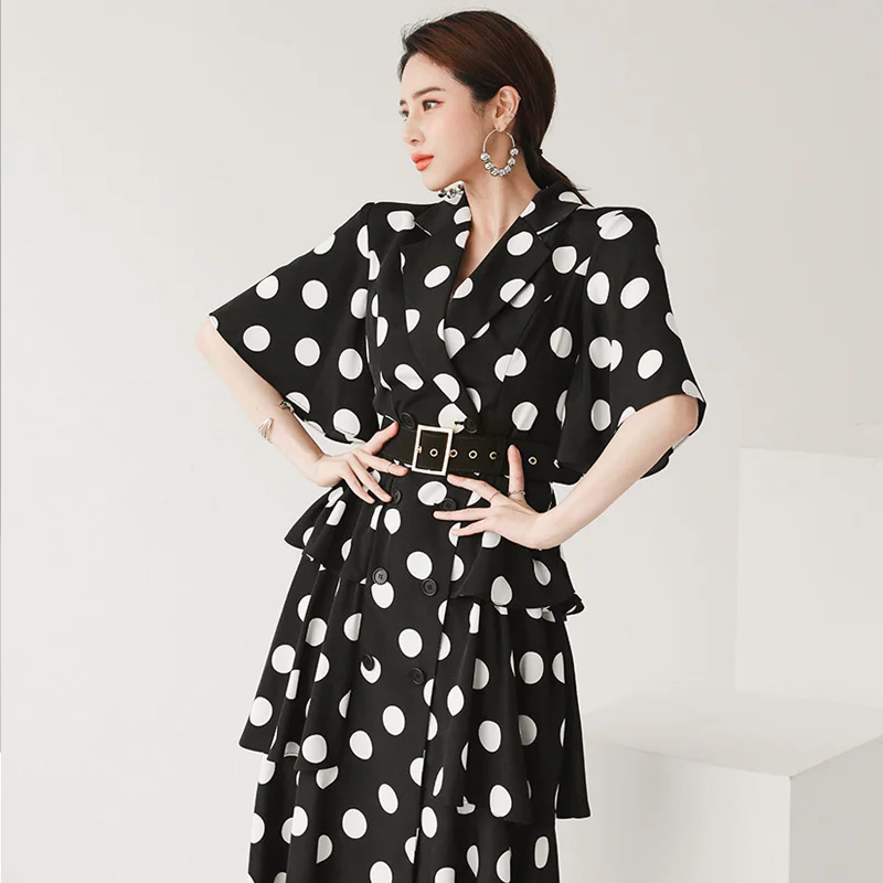 New Women Dress 2021 Summer Korea Chic Lady Elegant Temperament Polka Dot Single Breasted Layered Ruffled Stitching Vestidos
New Women Dress 2021 Summer Korea Chic Lady Elegant Temperament Polka Dot Single Breasted Layered Ruffled Stitching Vestidos