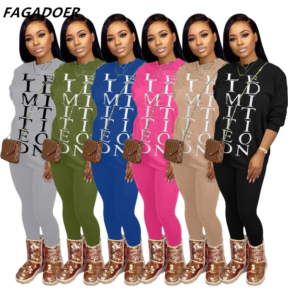 FAGADOER Casual Two Piece Set Women O Neck Letter Print Top And Legging Pants Outfit Autumn Winter Tracksuit Home Clothing
FAGADOER Casual Two Piece Set Women O Neck Letter Print Top And Legging Pants Outfit Autumn Winter Tracksuit Home Clothing