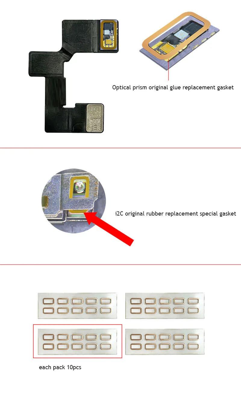 I2C Face ID Ремонт оптических линз оригинальный клей резиновая запасная часть для