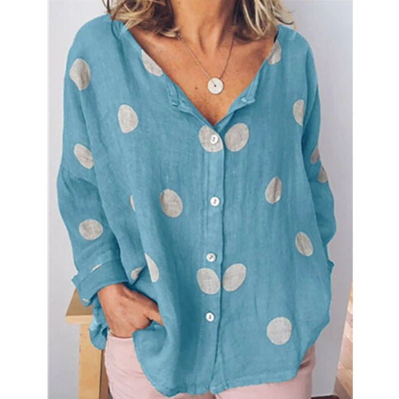Women Summer Fashion Boho Blouses Polka Dot Cotton Linen Sexy V Neck Top Blouses Lady Loose Plus Size Blouse Shirt Blusas 2019
Women Summer Fashion Boho Blouses Polka Dot Cotton Linen Sexy V Neck Top Blouses Lady Loose Plus Size Blouse Shirt Blusas 2019