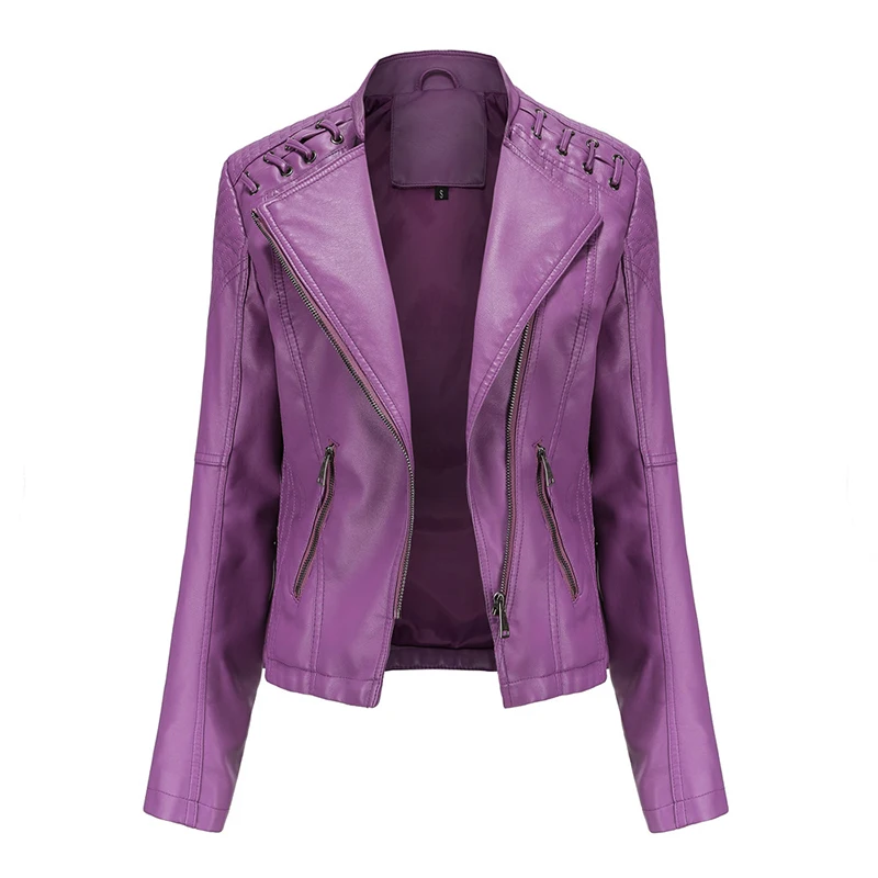 2021 Autumn Women's Leather Jacket Slim Turn-down Collar Short PU Leather Jacket Women Zipper Motorcycle Jackets Outwear Female
2021 Autumn Women's Leather Jacket Slim Turn-down Collar Short PU Leather Jacket Women Zipper Motorcycle Jackets Outwear Female