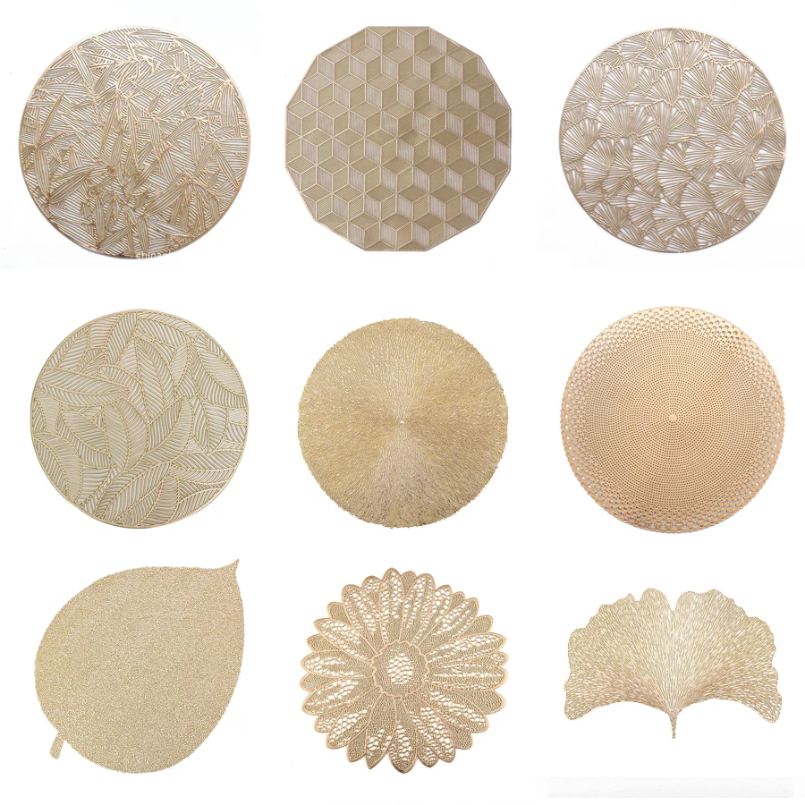 38CM PVC Placemat Round Splicing Leaf Kitchen Dining Table Mats Hot Stamping Non-slip Placemats Hotel Restaurant Home Decor
38CM PVC Placemat Round Splicing Leaf Kitchen Dining Table Mats Hot Stamping Non-slip Placemats Hotel Restaurant Home Decor