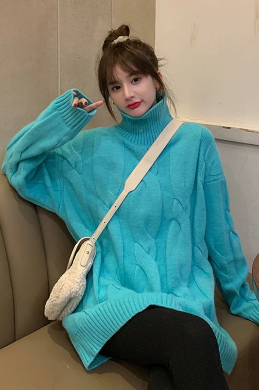 2020 Winter Korean Chic Loose Sweaters Women Fashion Turtleneck Candy Colors Lazy Wind Twist Knitted Warm Pullovers for Female
2020 Winter Korean Chic Loose Sweaters Women Fashion Turtleneck Candy Colors Lazy Wind Twist Knitted Warm Pullovers for Female