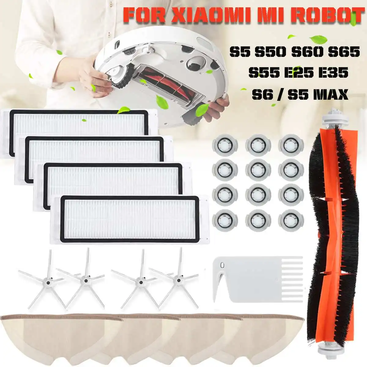 26PCS Clean Wheel HEPA Filter Main Brush Accessories for Xiaomi Roborock S6 S5 MAX S60 S65 S5 S50 S55 E25 E35 Vacuum Cleaner
26PCS Clean Wheel HEPA Filter Main Brush Accessories for Xiaomi Roborock S6 S5 MAX S60 S65 S5 S50 S55 E25 E35 Vacuum Cleaner