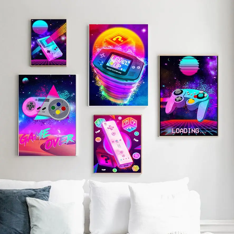Retro Game Poster Cyberpunk Gamepad Canvas Painting Video Game Art Prints Gamer Room Decor wall art Picture For Teen Room decor
Retro Game Poster Cyberpunk Gamepad Canvas Painting Video Game Art Prints Gamer Room Decor wall art Picture For Teen Room decor