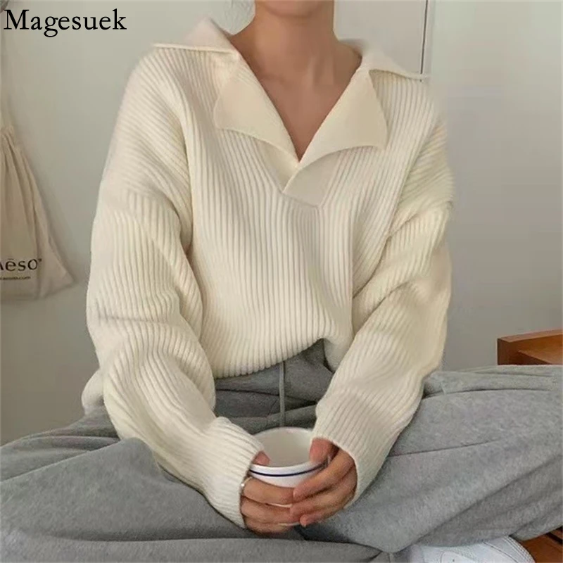 Casual Loose Turn-down Collar Women Sweaters Knitted Jumpers Female Solid Pullover White 2021 Autumn New Long Sleeve Chic 16647
Casual Loose Turn-down Collar Women Sweaters Knitted Jumpers Female Solid Pullover White 2021 Autumn New Long Sleeve Chic 16647