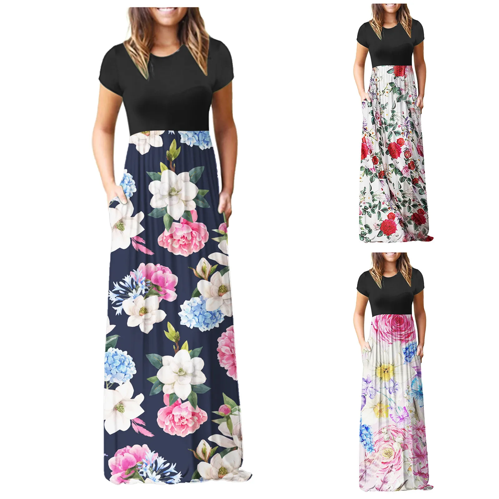 Print Dress Pockets Short-sleeve Cami Casual Maxi Women's O-Neck Dress with Women's Dress
Print Dress Pockets Short-sleeve Cami Casual Maxi Women's O-Neck Dress with Women's Dress