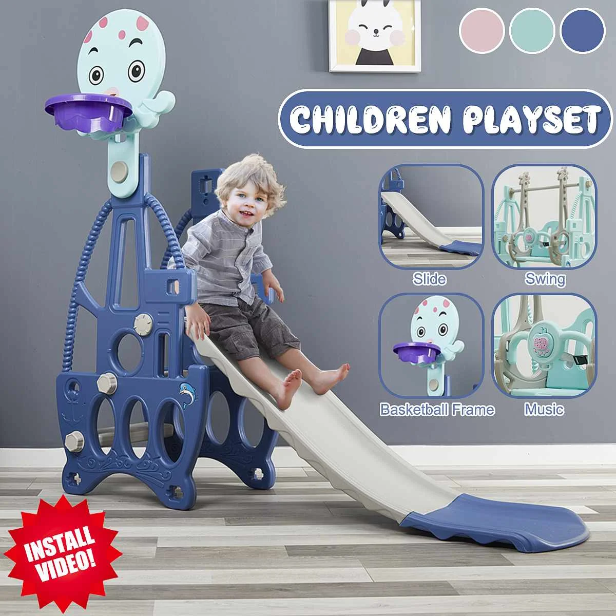 Children Slide Swing Toys Kids Indoor Playground with Moveable Basketball Bracket Kindergarten Baby Outdoor Sports Music Toys
Children Slide Swing Toys Kids Indoor Playground with Moveable Basketball Bracket Kindergarten Baby Outdoor Sports Music Toys