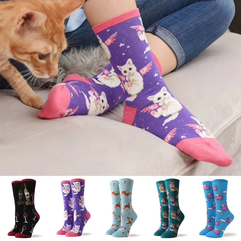 Hot Sale Colorful Women's Cotton Crew Socks Funny Banana Cat Animal Pattern Creative Ladies Novelty Socks For Gifts
Hot Sale Colorful Women's Cotton Crew Socks Funny Banana Cat Animal Pattern Creative Ladies Novelty Socks For Gifts