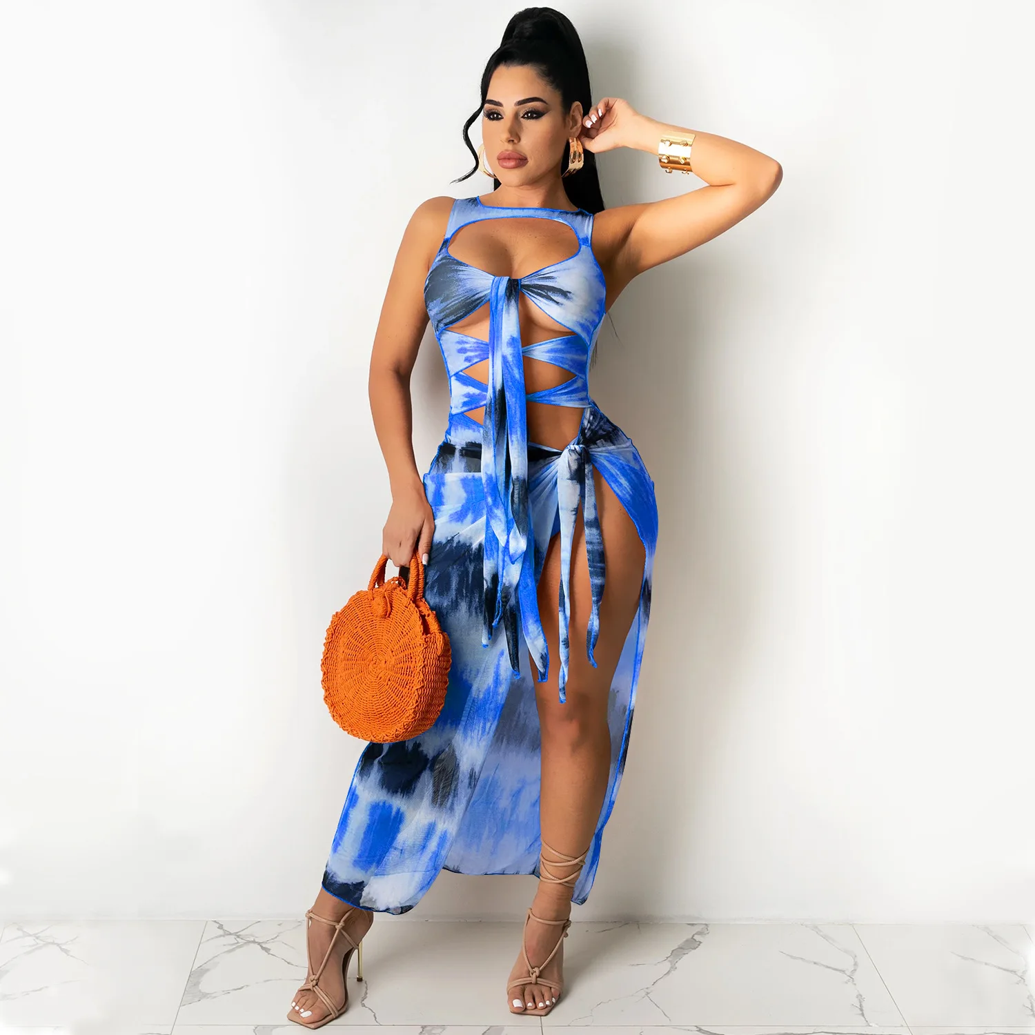 Women Sexy Bandage Cut Out Lace Up Mesh See Through Sleeveless Maxi Dress Tie Dye Print Split Robe 2021Summer Beach Boho Outfits
Women Sexy Bandage Cut Out Lace Up Mesh See Through Sleeveless Maxi Dress Tie Dye Print Split Robe 2021Summer Beach Boho Outfits