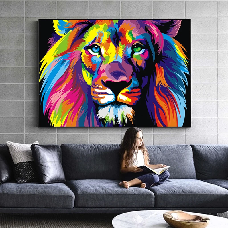 Colorful Lion Paintings Canvas Art Posters And Prints Abstract Animals Art Wall Cuadros Murals Pictures For Living Room Decor
Colorful Lion Paintings Canvas Art Posters And Prints Abstract Animals Art Wall Cuadros Murals Pictures For Living Room Decor