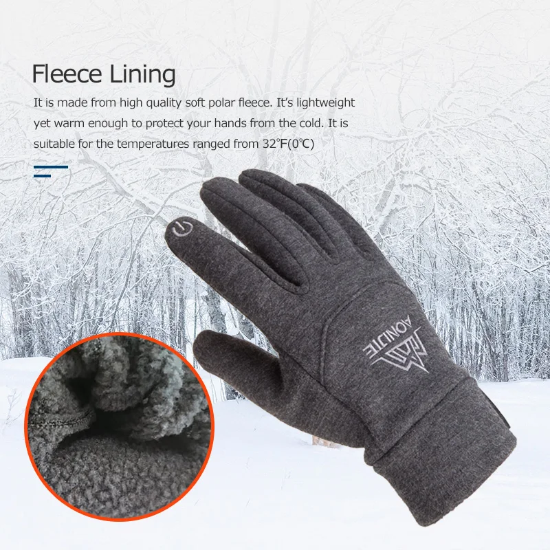 AONIJIE M53 Зимние флисовые перчатки унисекс с сенсорным экраном противоскользящие