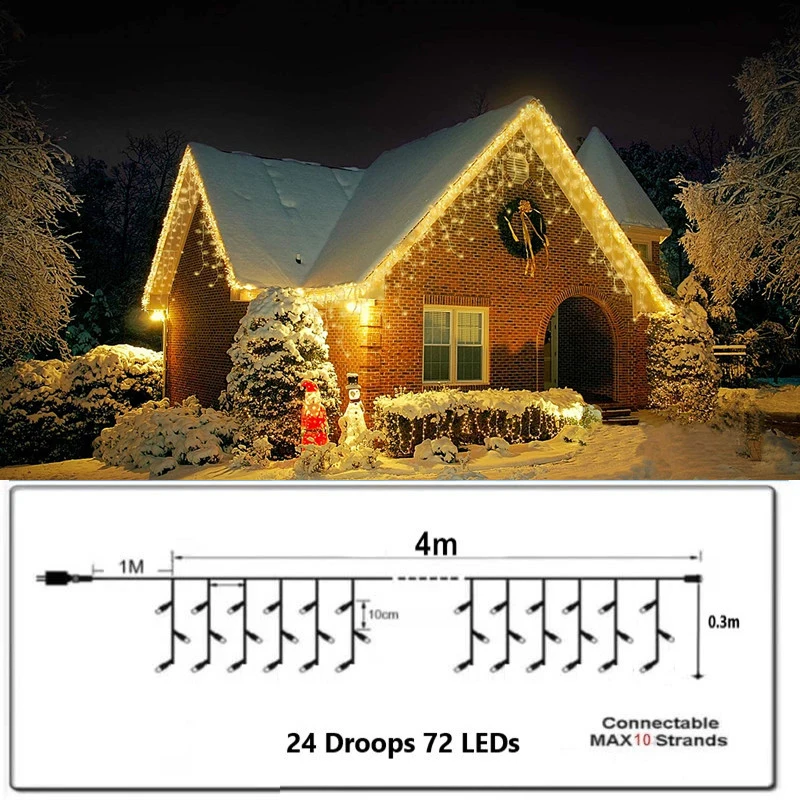 Christmas Decorations Led Light Curtain New Year Fairy Lights Icicle Curtain Lights 4M*0.3M Plug Operated
Christmas Decorations Led Light Curtain New Year Fairy Lights Icicle Curtain Lights 4M*0.3M Plug Operated