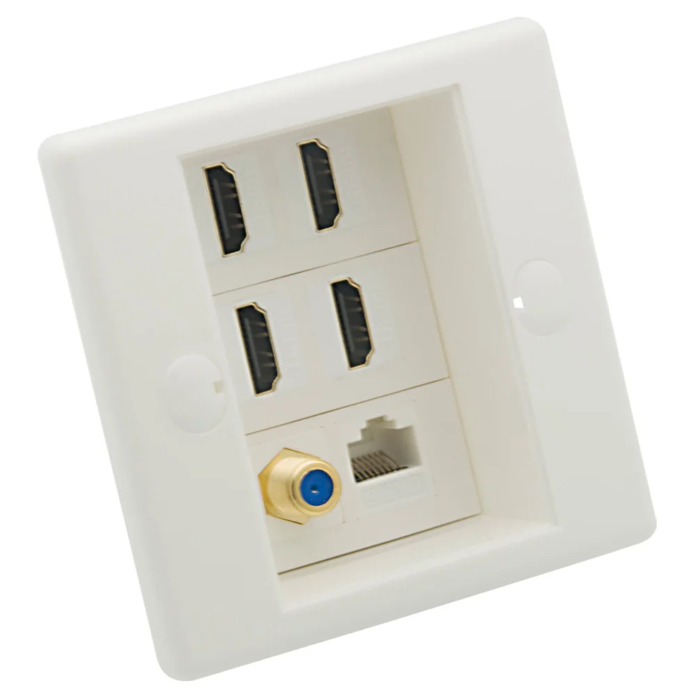 Европейский стиль 4 порта s HDMI 1 Порт CAT6 RJ45 1 порт коаксиальный F RG6 настенная пластина с 25 мм глубоким шагом
Европейский стиль 4 порта s HDMI 1 Порт CAT6 RJ45 1 порт коаксиальный F RG6 настенная пластина с 25 мм глубоким шагом