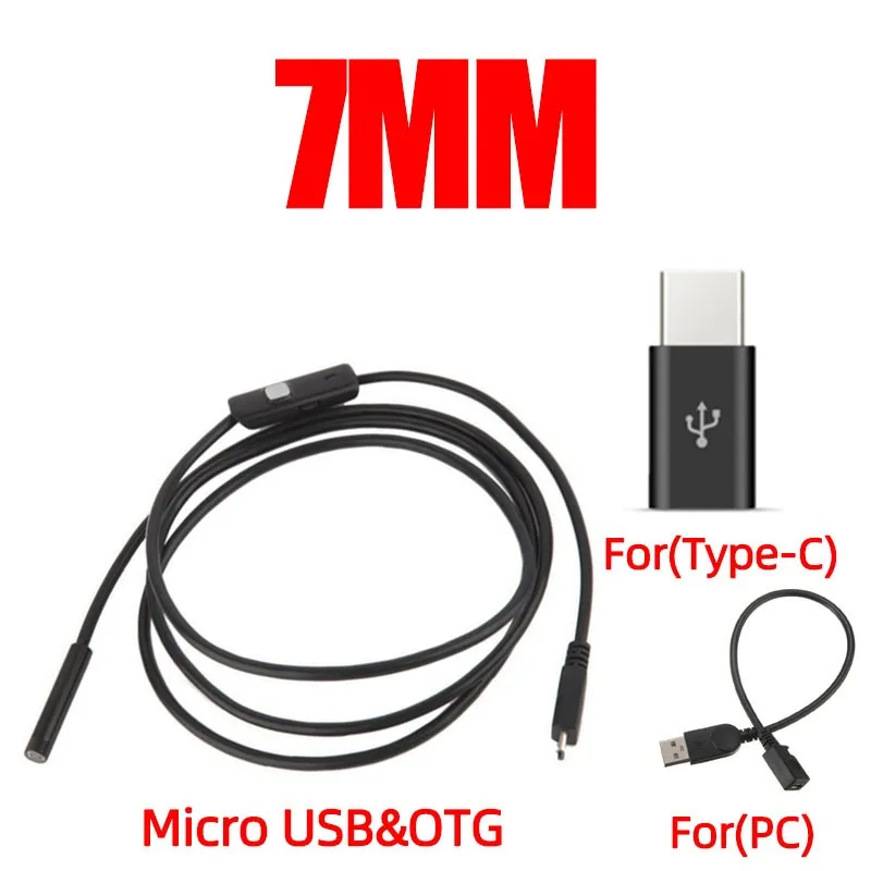 7/5.5mm Mini Lens Endoscope Camera Soft Hard Wire Micro USB Connector Inspection Borescope Waterproof 6 LED Lights For Android
7/5.5mm Mini Lens Endoscope Camera Soft Hard Wire Micro USB Connector Inspection Borescope Waterproof 6 LED Lights For Android