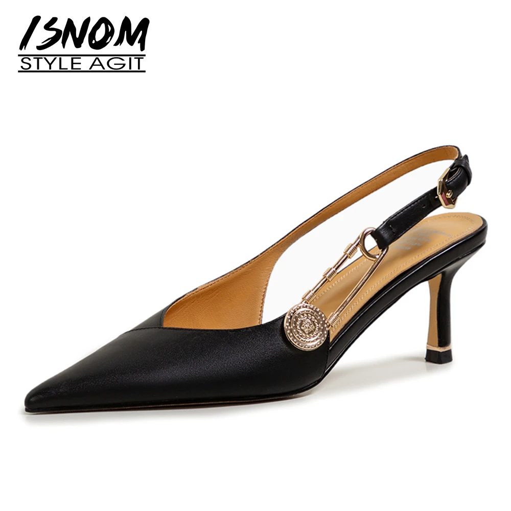 ISNOM 2021 Women Summer Genuine Leather Slingbacks Buckle Sandals Paper Clip Metal Decor Thin High Heels Dress Shoes D618
ISNOM 2021 Women Summer Genuine Leather Slingbacks Buckle Sandals Paper Clip Metal Decor Thin High Heels Dress Shoes D618