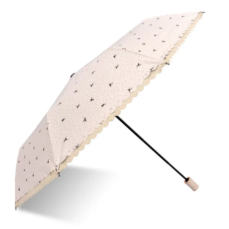 

Sunscreen umbrella Korean version small fresh black gum sunny and rainy umbrella anti ultraviolet sunshade umbrella simple and