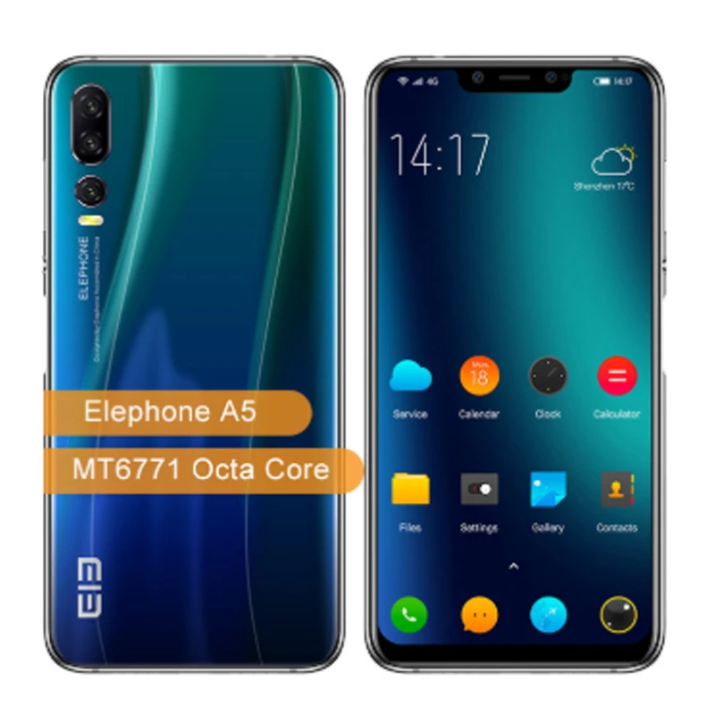 Elephone A5 смартфон с 5 дюймовым дисплеем восьмиядерным процессором MT6771 ОЗУ 6 ГБ ПЗУ 128